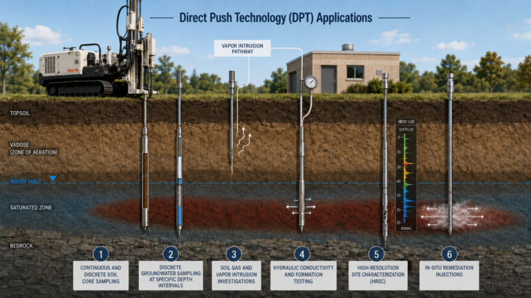 Direct Push Technology for soil, groundwater, soil gas, and high-resolution site characterization