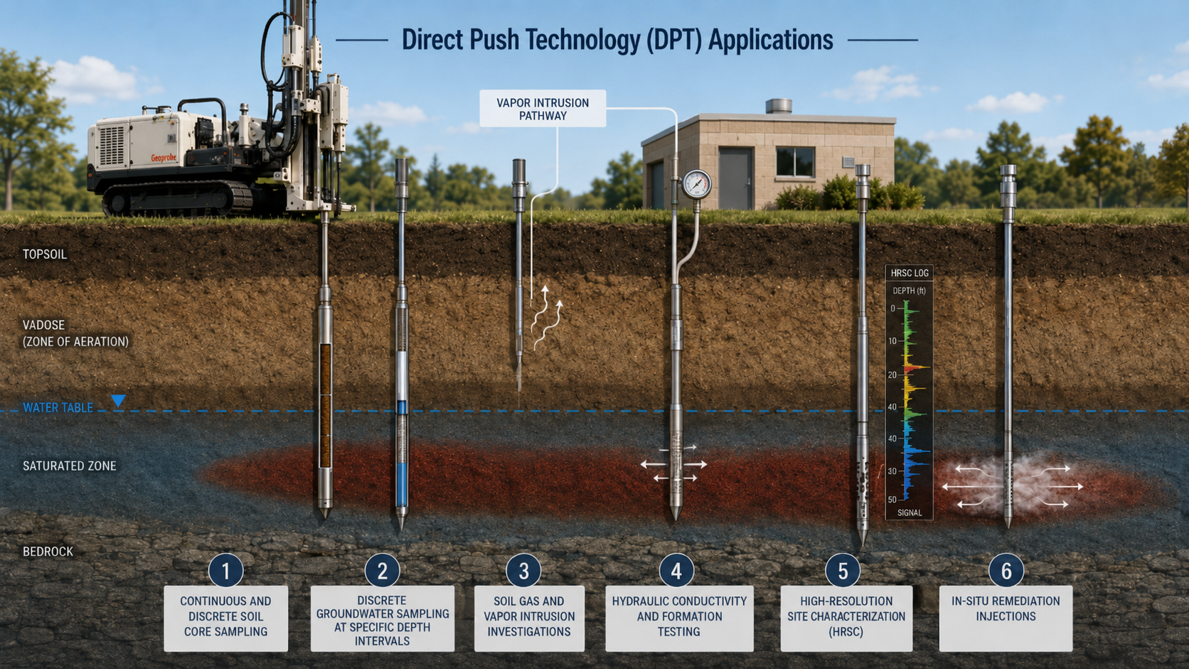 Direct Push Technology for soil, groundwater, soil gas, and high-resolution site characterization